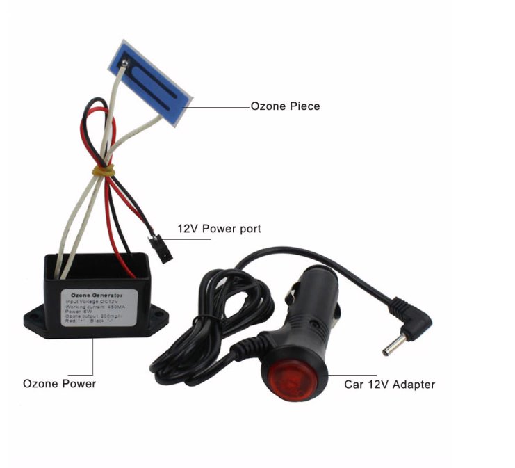 Vehicle Portable Ozone Generator DC12V 200mg Long Life Car Air Purifier Ozonator