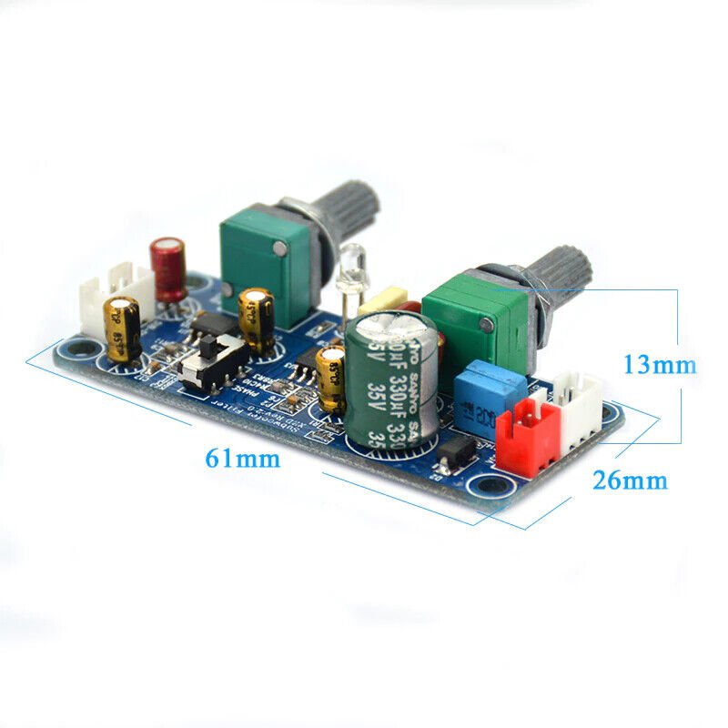 Low Pass Filter Bass Subwoofer Preamp Amplifier Board Single Power DC 9-32V Bass