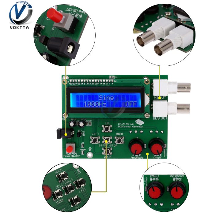 1Hz-65534Hz Syntezator with LCD Display Signal Generator Pulse Frequency DDS
