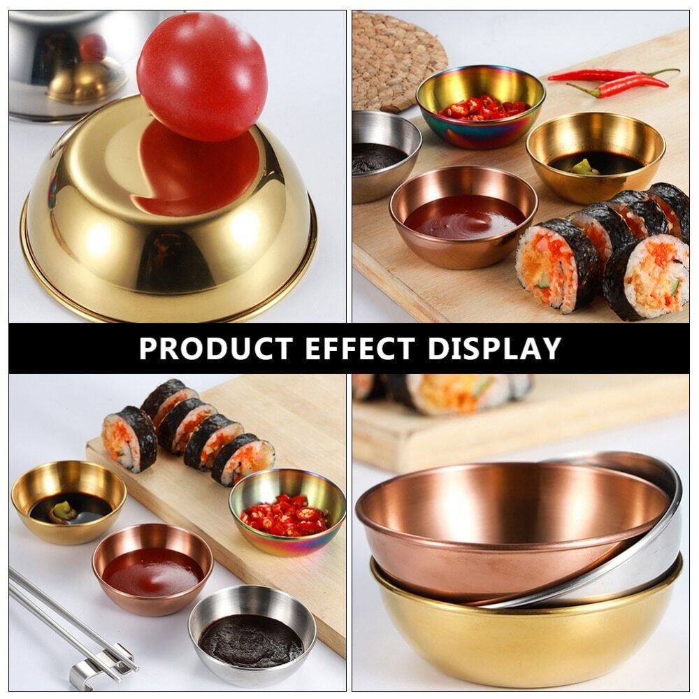4pcs Modern Home Decor Golden Sauce Dish Appetizer Serving Tray Dish Plates Bowl