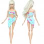 4pcs Barbie Doll Accessories Blue Swimwear Bikini Beach Chair Lifebuoy Slippers