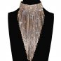 Women Shiny Full Rhinestone Long Chain Choker Necklace V shape V type Jewelry