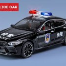 Police Black Car Model Collection Sound & Light Bmw  M8 MH8 Alloy Car 1:24 Model