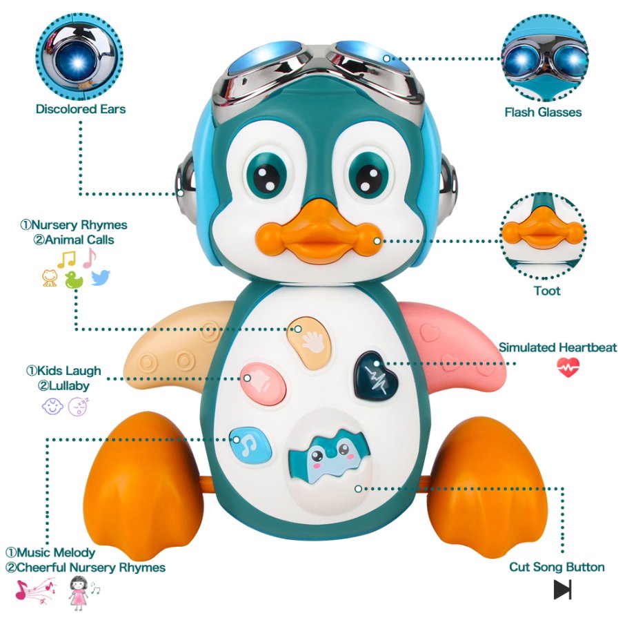 Musical Penguin Baby Crawling Toy Infant Moving Walking Dancing Interactive Toy