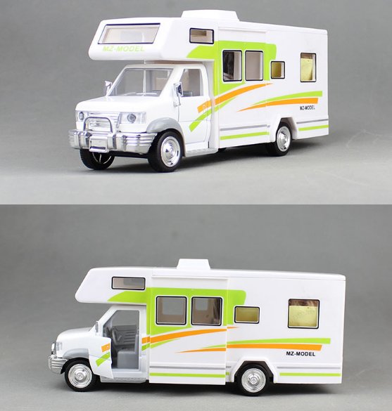 Green Home Coach Camper Van Model 22cm Motorhomes Pullback Vehicle Kids Car Toy
