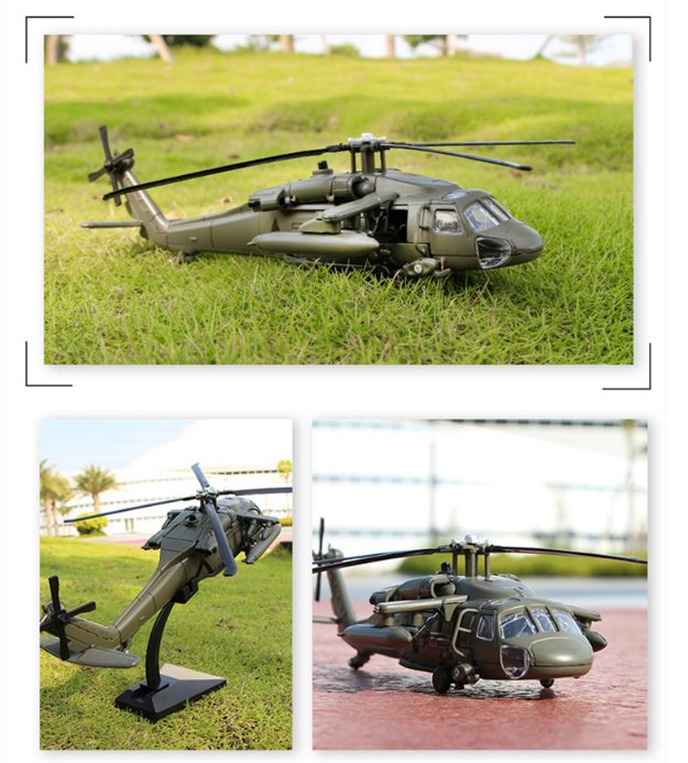 Black Hawk UH-60 Utility Helicopter Alloy Airplane Model Sound &Light Kids Toys
