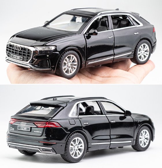 Black AUDI Q8 SUV Metal Car Toy Vehicles Saund & Light Collection Childrens Toy