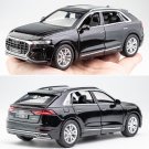 Black AUDI Q8 SUV Metal Car Toy Vehicles Saund & Light Collection Childrens Toy