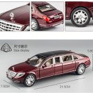 Dark Red Maybach S600 Metal Luxury Car Model 1:24 Vehicle 6Doors Opened Kids Toy