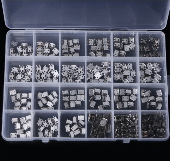 240 Pcs 24 Models Female Micro USB Connectors Mini Usb MP3 Soldering Connectors