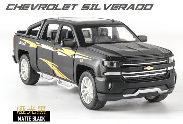 Chevrolet Silverado Pickup Car Model 1:32 Diecast Metal Kids Sound Toy Vehicle