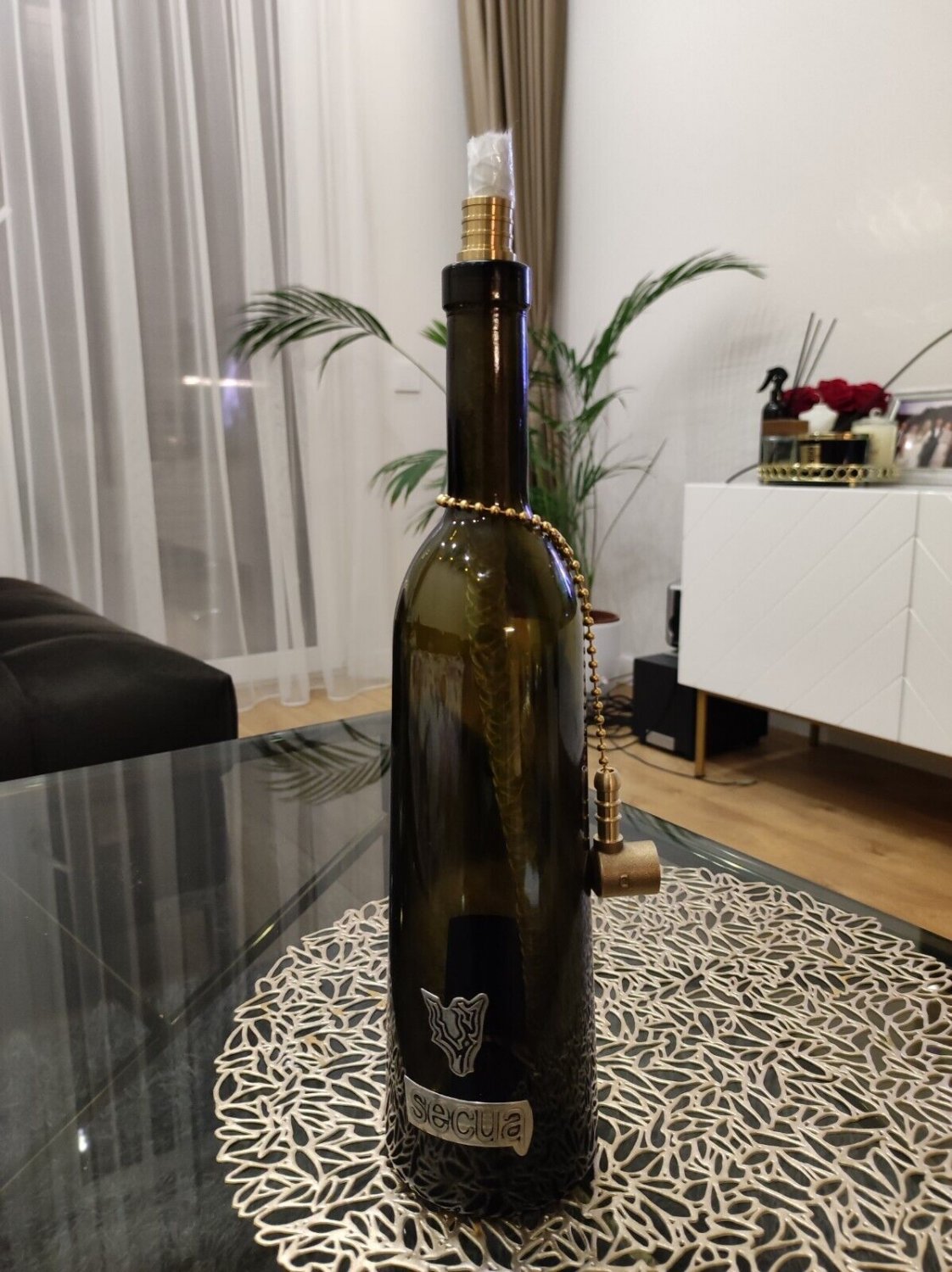 Upcycled Wine Bottle Oil Lamp Decorative Garden Lantern Torch Petroleum Lamp