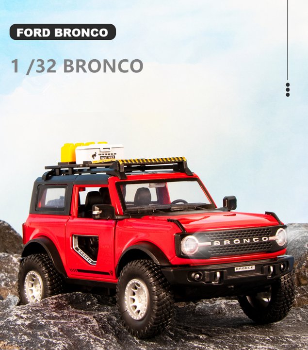 Red Metal Offroad Vehicle 1:32 Ford Bronco Lima Car Model Sound Light Kids Toy