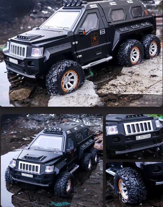 Military Armored Car Off-road 1:24 Metal Kids Toy Explosion Proof Car Moden Tank