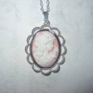Classic Victorian Glass Cameo Necklace Edwardian Retro Noble Lady Pendant