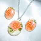 Vintage Rose Necklace and Earring Demi Parure Jewelry Set