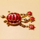 Vintage Red and Gold Tone Turtle Brooch Vintage Red and Gold Tone Turtle Brooch