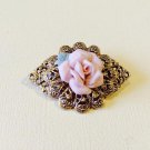 Vintage Monet Gold Tone Rose Flower Brooch with Clear Rhinestones Vintage Monet Gold Tone Rose Flower Brooch with Clear Rhinestones