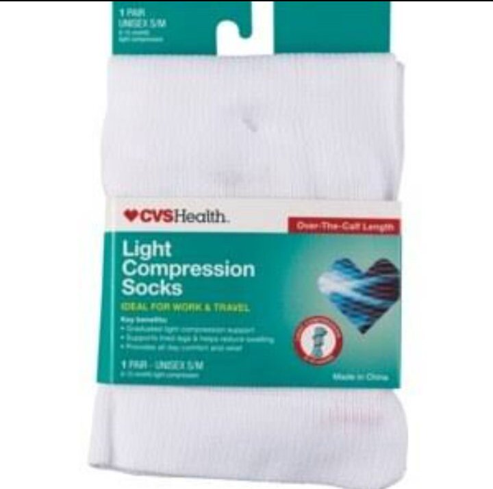 Light Compression (8-15 mmHg) Socks Over the Calf One Pair - White or Black