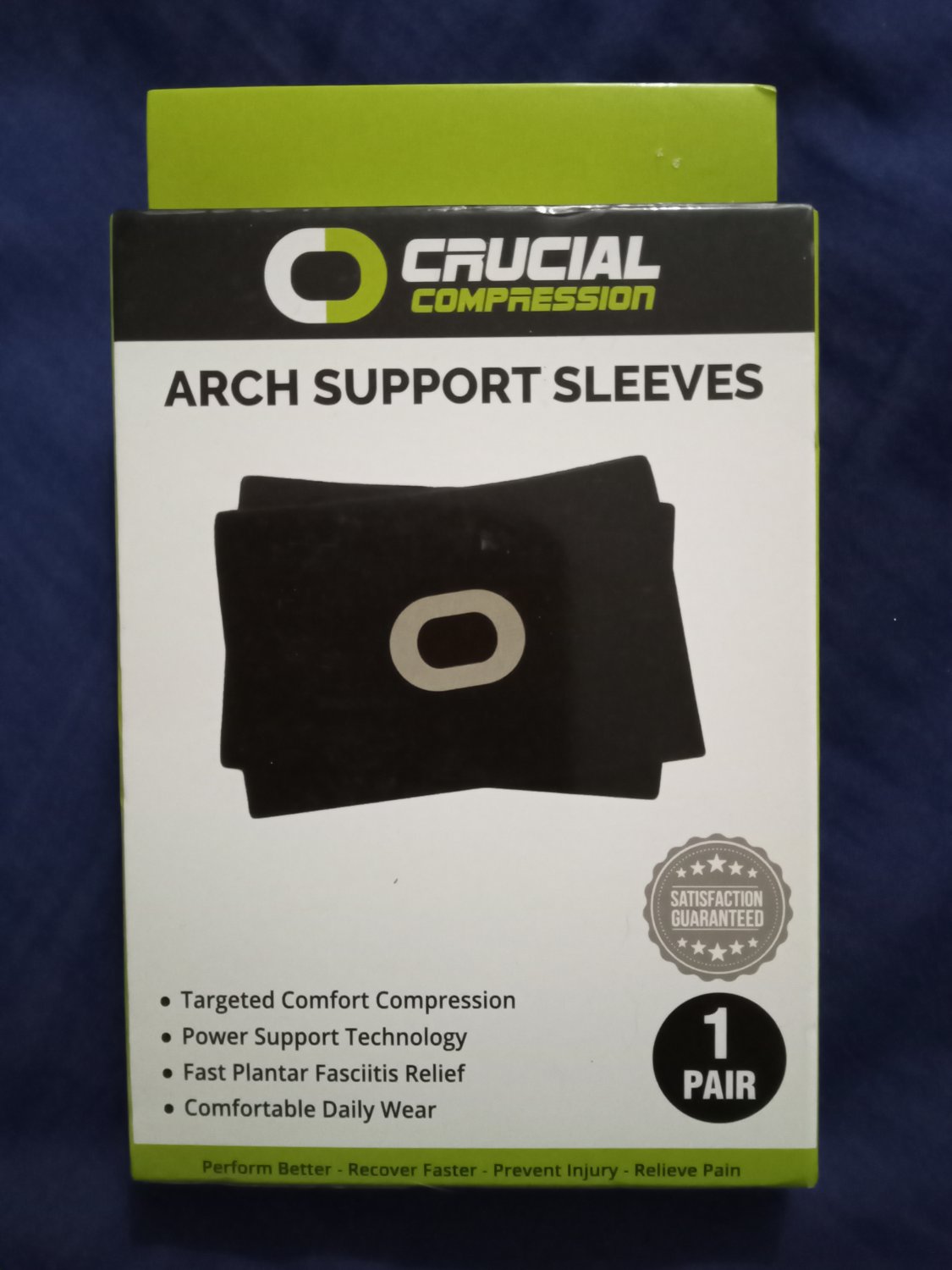 One Pair Arch Support Sleeves - Black - S/M