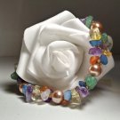 Gemstone Cluster & Pearl Bracelet- Handmade Fashion