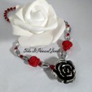 Red Rose and Crystal Necklace