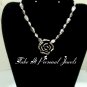 Rose and Crystal Necklace - Silver Rose Pendant handmade