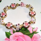 Children's Jewelry Pink Flower Handmade Bracelet - flower jewelry - pearls