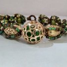Gold Cage Beaded Bracelet - Green Pearl handmade Jewelry