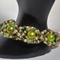 Gold Cage Beaded Bracelet - Green Pearl handmade Jewelry