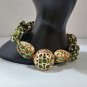 Gold Cage Beaded Bracelet - Green Pearl handmade Jewelry