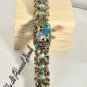 Gold/Blue Tear Drop Rhinestone Bracelet Vintage style Handmade