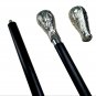 Medieval Ebony & Chrome Straight Neck Walking Stick Cane