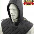New Medieval Renaissance padded Arming cap Collar Head Neck Cotton Black SCA