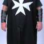 MEDIEVAL WARRIOR LARP Cosplay Costume Black Hospitaller KNIGHT Tunic/Cape Cloak