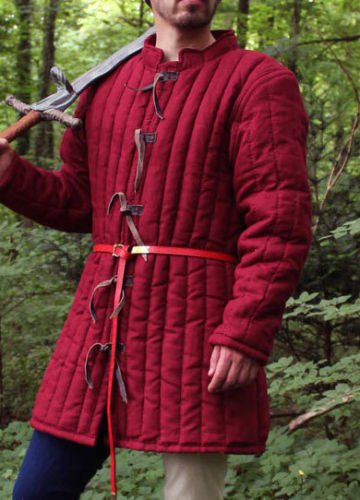style Medieval Celtic Viking Padded Armour Red Color Gambeson full Sleeve