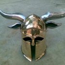 New Medieval Viking Barbarian Corinthian Brass Helmet & steel horns for cosplay