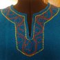 Medieval Tunic Blue Costumes Theater Embroidered Trim Norseman Viking Costume