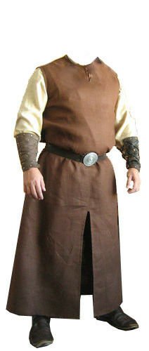 Medieval Viking Tunic Brown Without Sleeves Cotton Renaissance SCA