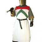 MEDIEVAL KNIGHT GREEN&WHITE&RED COSTUMES COTTON WITHOUT SLEEVELESS TUNIC