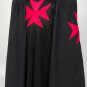 MEDIEVAL WARRIOR LARP Costume KNIGHTS OF ST. JOHN Black Tunic/CAPE Cloak Cosplay