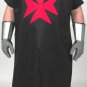 MEDIEVAL WARRIOR LARP Costume KNIGHTS OF ST. JOHN Black Tunic/CAPE Cloak Cosplay