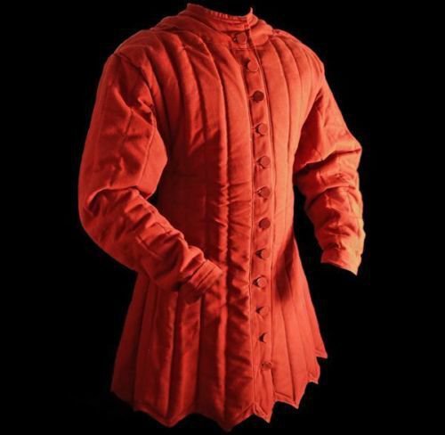Medieval gambeson Cotton gambeson Red Padded armor SCA gambeson Arming