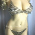 chain mail bikini silver link metal lingerie bra bikini goth medieval festival
