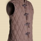 New Medieval Viking Brown Color Gambeson Thick Padded Renaissance Without Sleeve