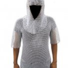 MEDIEVAL KNIGHT Aluminum Short Sleeve CHAIN MAIL HAUBERGEON ARMOR COIF HOOD New