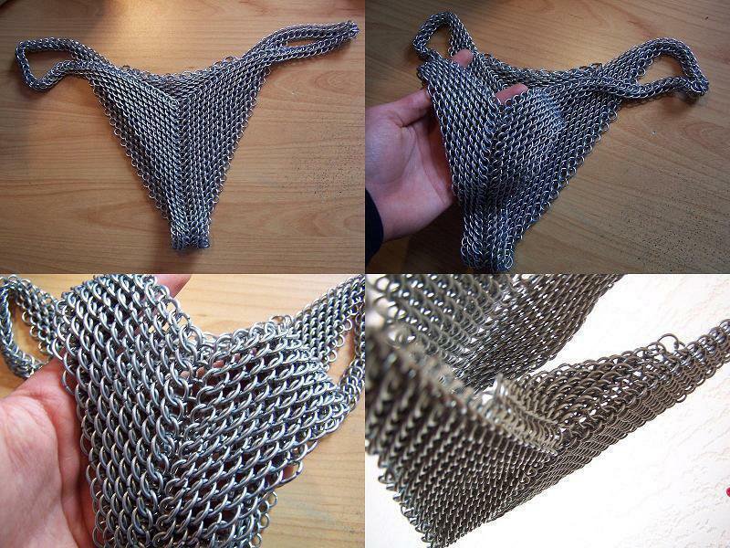 Medieval chain mail Aluminium silver  metal lingerie Panty Sexy  Lady Goth