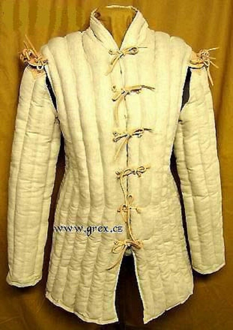 Padded Medieval Gambeson White Jacket COSTUMES DRESS Coat Rollplay Drama TV Roll