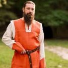 Medieval Greek Roman Full Sleeves White Tunic with Orange Straps on the front