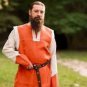 Medieval Greek Roman Full Sleeves White Tunic with Orange Straps on the front